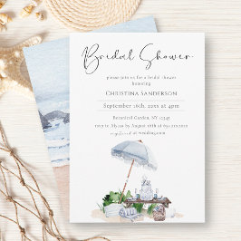 沿岸エレガントビーチブライダルシャワー保存日 招待状