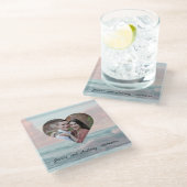 沿岸エレガントユニークビーチ結婚式写真 ガラスコースター (アングル)