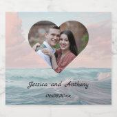 沿岸エレガントユニークビーチ結婚式写真 スパークリングワインラベル (シングルラベル)