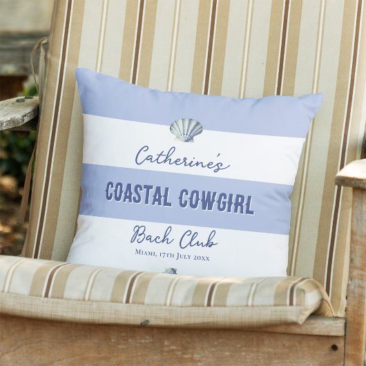 沿岸エレガント女性のカーボーイソフトブルーホワイトストライプズ アウトドアクッション