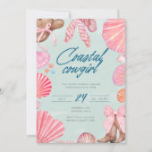 沿岸エレガント女性のカーボーイブライダルシャワー 招待状 (正面)