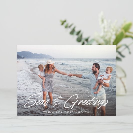 沿岸エレガント家族写真クリスマス シーズンカード (スタンド正面)