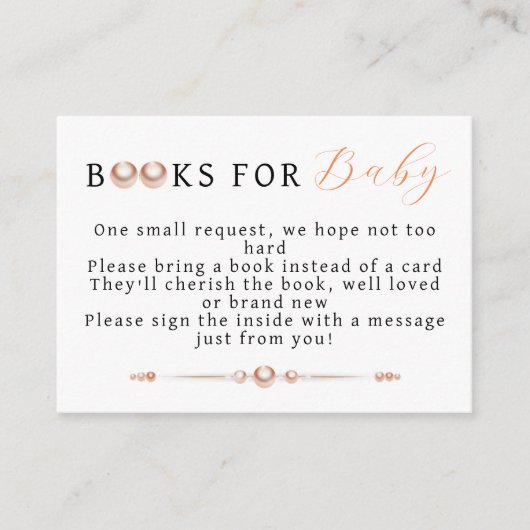 沿岸エレガント真珠ベビーシャワーブックベビー エンクロージャーカード (正面)