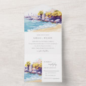 沿岸エレガント砂ビーチロッキーシーケープ結婚ス オールインワン招待状 (内側)