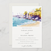 沿岸エレガント砂ビーチロッキーシーケープ結婚ス 招待状 (正面/裏面)