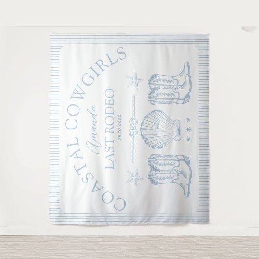 沿岸カウガールブーツ ウェスタン バチェロレッテ パーティー タペストリー (正面)