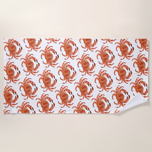 沿岸カニ模様 ビーチタオル (正面)