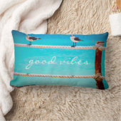 沿岸カモメビーチ鳥グッドビベス引用文スクリプト ランバークッション (ブランケット)