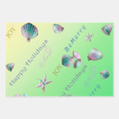 沿岸カラフルのピンク、青、緑のクリスマス ラッピングペーパーシート (正面)