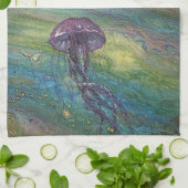 沿岸カラフルクラゲのキッチンタオル キッチンタオル (折り畳み)