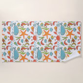 沿岸カラフルビーチ海岸パターン ビーチタオル (正面)