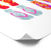 沿岸カラフル夏ビーチビーチサンダルポスター ポスター (角)