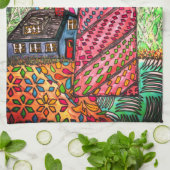 沿岸カラフル灯台キッチンタオル キッチンタオル (折り畳み)