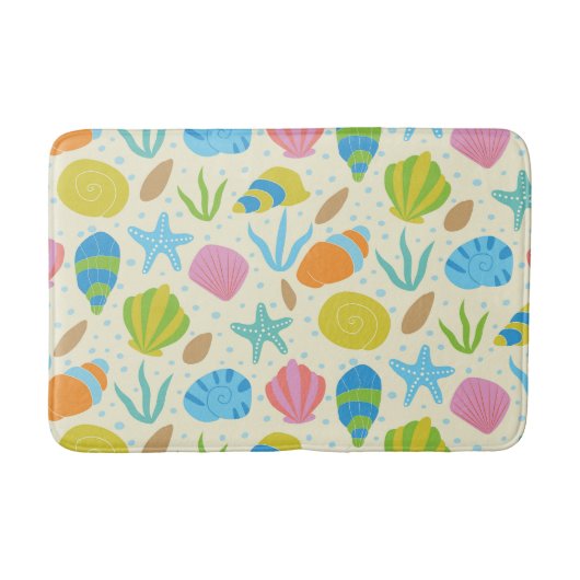 沿岸カラフル貝類のヒトデとカキ バスマット (正面)