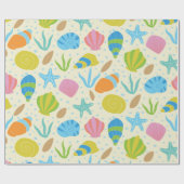 沿岸カラフル貝類のヒトデとカキ ラッピングペーパー (フラット)