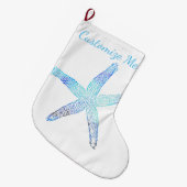 沿岸クリスマスのヒトデのストッキング ラージクリスマスストッキング (正面 (吊り時))