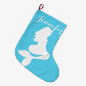 沿岸クリスマスの人魚のストッキング ラージクリスマスストッキング (正面 (吊り時))