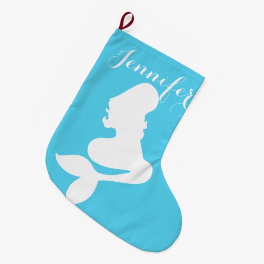 沿岸クリスマスの人魚のストッキング ラージクリスマスストッキング (正面 (吊り時))