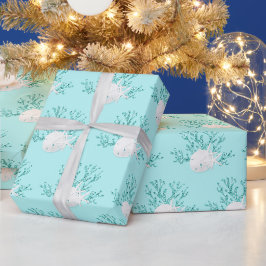 沿岸クリスマスアクアブルースターフィッシュサンドドル ラッピングペーパー
