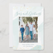 沿岸クリスマスウォーターカラーホリデーフォトカード 招待状 (正面)