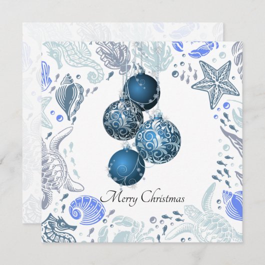 沿岸クリスマスオーナメント航海のビーチテーマ シーズンカード (正面/裏面)