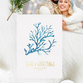 沿岸クリスマスカードのテンプレートカスタム写真 箔シーズンカード