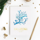 沿岸クリスマスカードのテンプレートカスタム写真 箔シーズンカード