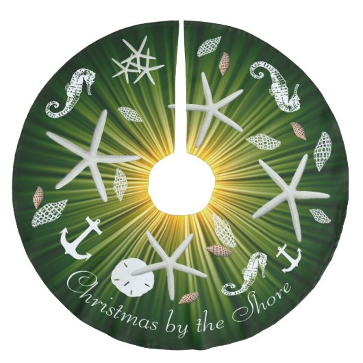 沿岸クリスマスグリーン海ライフツリースカート ブラッシュドポリエステルツリースカート (正面)