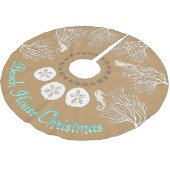 沿岸クリスマスシーコーラルパーソナライズされた ブラッシュドポリエステルツリースカート (アングル)