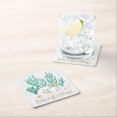 沿岸クリスマスシーズ&グリーティングヒトデ珊瑚 スクエアペーパーコースター (インサイチュ)