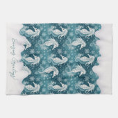 沿岸クリスマスシーホース&スノーフレーク#13 ID1009 キッチンタオル (横)