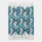 沿岸クリスマスシーホース&スノーフレーク#13 ID1009 キッチンタオル (縦)