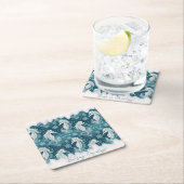 沿岸クリスマスシーホース&スノーフレーク#13 ID1009 スクエアペーパーコースター (インサイチュ)