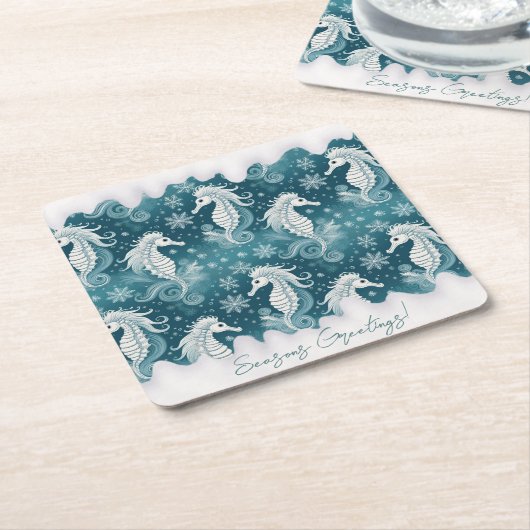 沿岸クリスマスシーホース&スノーフレーク#13 ID1009 スクエアペーパーコースター (アングル)