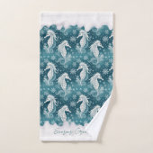 沿岸クリスマスシーホース&スノーフレーク#13 ID1009 バスタオルセット (ハンドタオル)