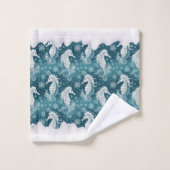 沿岸クリスマスシーホース&スノーフレーク#13 ID1009 バスタオルセット (ウォッシュタオル)