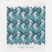 沿岸クリスマスシーホース&スノーフレーク#13 ID1009 フリースブランケット (正面)