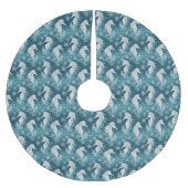 沿岸クリスマスシーホース&スノーフレーク#13 ID1009 ブラッシュドポリエステルツリースカート (正面)