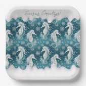 沿岸クリスマスシーホース&スノーフレーク#13 ID1009 ペーパープレート (正面)