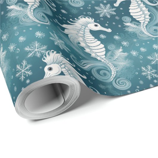 沿岸クリスマスシーホース&スノーフレーク#13 ID1009 ラッピングペーパー (ロールコーナー)