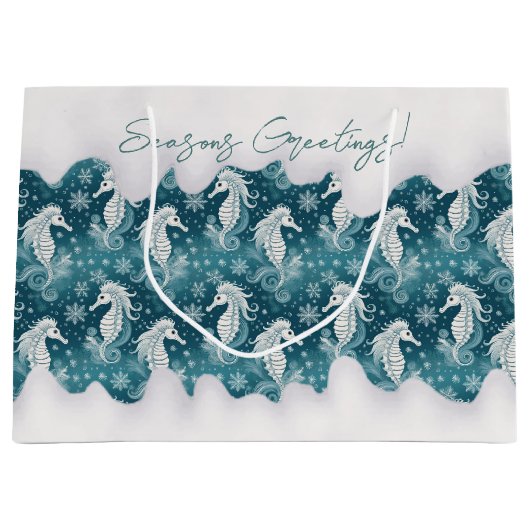 沿岸クリスマスシーホース&スノーフレーク#13 ID1009 ラージペーパーバッグ (正面)