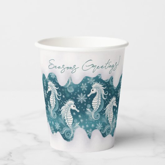 沿岸クリスマスシーホース&スノーフレーク#13 ID1009 紙コップ (正面)
