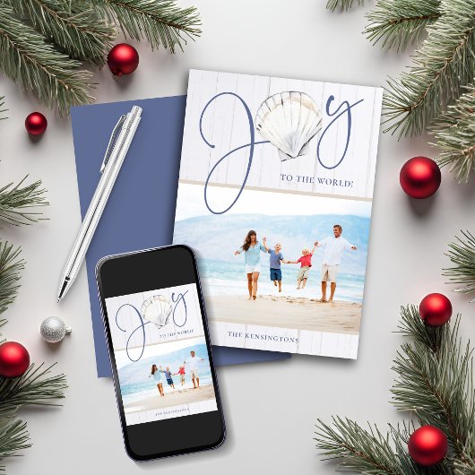 沿岸クリスマスジョイシーシェルホリデーフォト シーズンカード