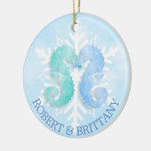 沿岸クリスマスデコールシパーソナライズされたーホース セラミックオーナメント (左)