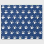 沿岸クリスマスネイビーブルースターフィッシュサンドドル ラッピングペーパー (フラット)
