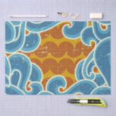 沿岸クリスマスパターンレトロ太陽、海&波 薄葉紙 (クラフト)