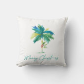 沿岸クリスマスパームツリーウォーターカラーアート クッション (正面)