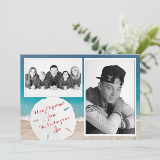 沿岸クリスマスファミリー写真サンドドル シーズンカード (スタンド正面)