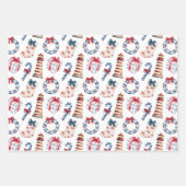 沿岸クリスマスブルーと赤航海の色 ラッピングペーパーシート (正面)