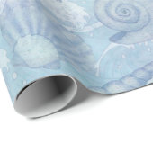 沿岸クリスマスブルー水彩シーシェル ラッピングペーパー (ロールコーナー)